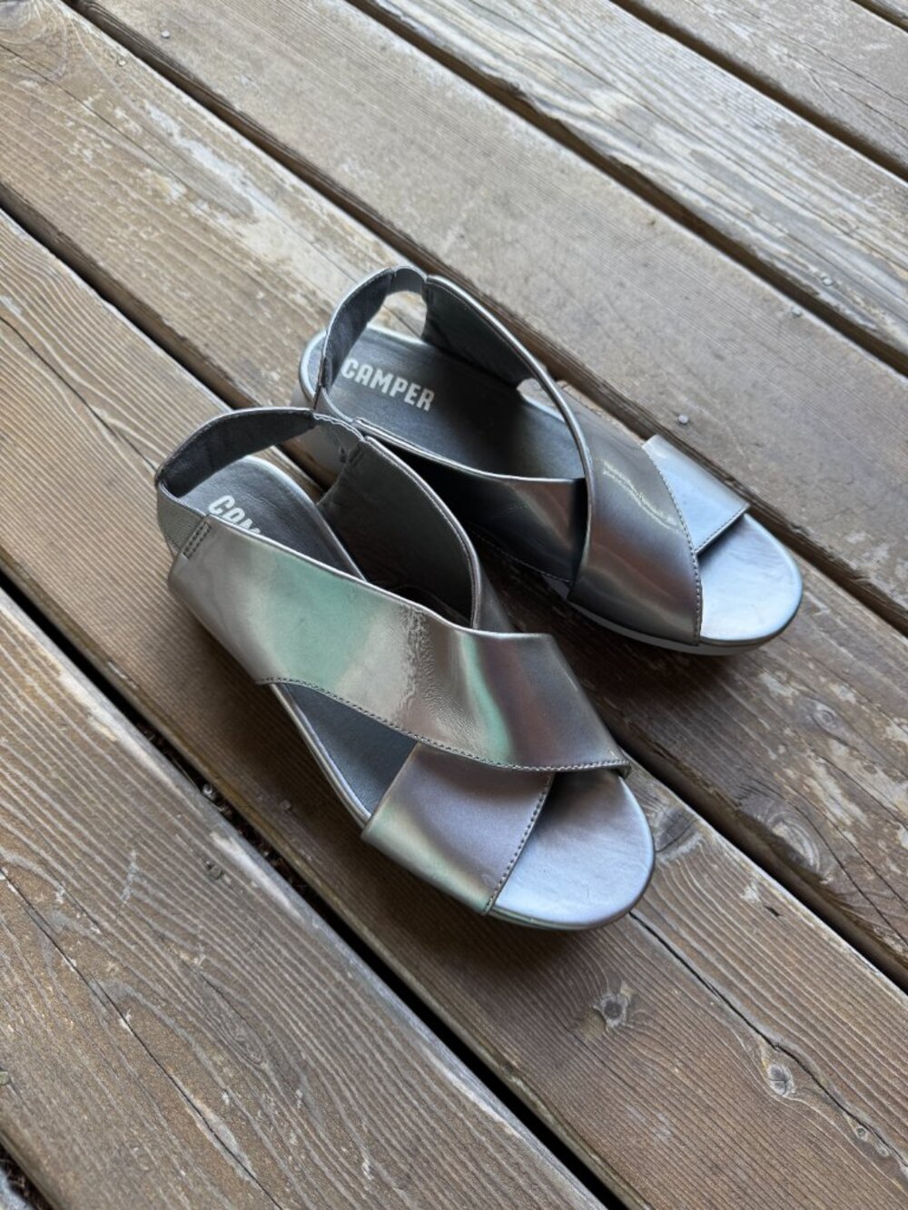 CAMPER Silver Balloon CrissCross Sandals in Women's 38/US 7.5-8 - Picture 2 of 10